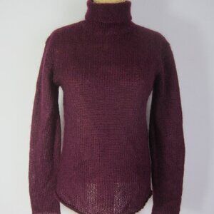 Vtg RW & Co Women Medium Eggplant Purple 80% Mohair LS Turtleneck Sweater